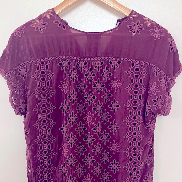 Johnny Was Leith Bohemian Eyelet Top Purple XS - Picture 10 of 16